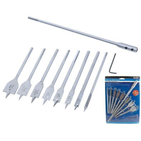 BlueSpot Flat Spade Wood Hole Saw Drill Bits With Long 300mm Extension Bit Set (1/3)