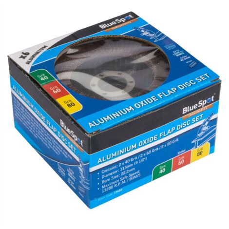 Blue Spot Tools 6 Piece 115MM (4.5") Aluminium Oxide Flap Disc Set (1/3)