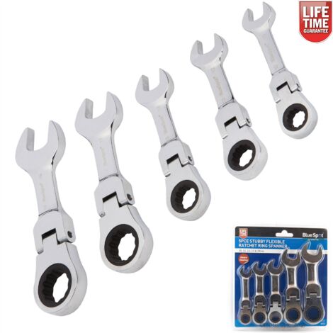BlueSpot Stubby Ratchet Spanner Set Flexible Head Combination 10mm 19mm (1/2)