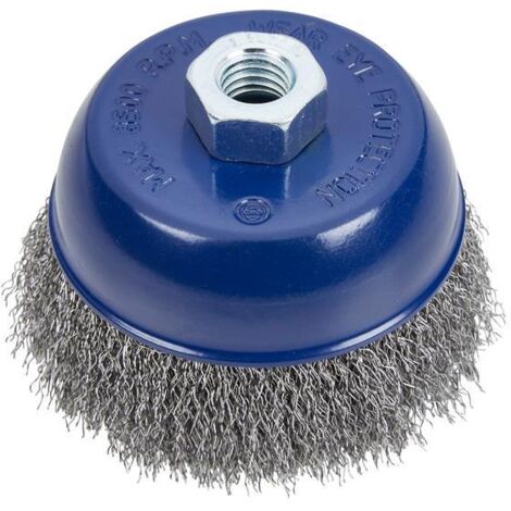 BlueSpot Steel Wire Cup Brush Welding Rust Paint Removal M14 X 2 100MM 4" (1/2)