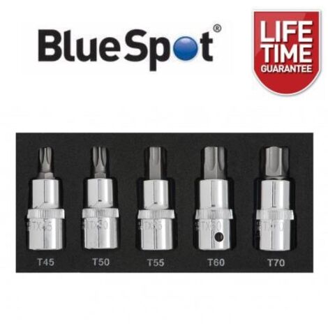 Blue Spot Tools 5 Piece 1/2" Torx Bit Set (T45-T70) (EVA Foam) (1/3)