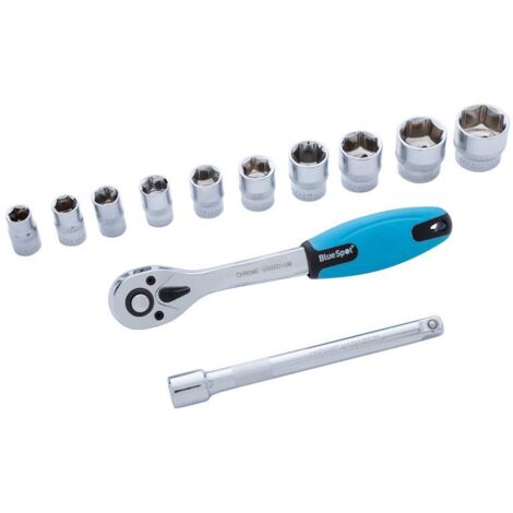 BlueSpot Metric 3/8in Drive Socket And Ratchet Set 12pc Single Hex B/S01502 (1/4)
