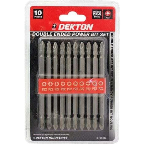 Dekton Double Ended Power Drill Pozi Screwdriver Bit Set Hex PZ2