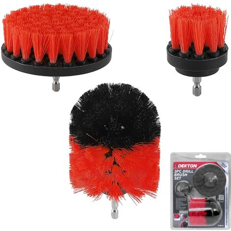 Dekton 3pc Drill Attachment Cleaning Brush Set Power Scrub Home Tile Bathroom (1/5)