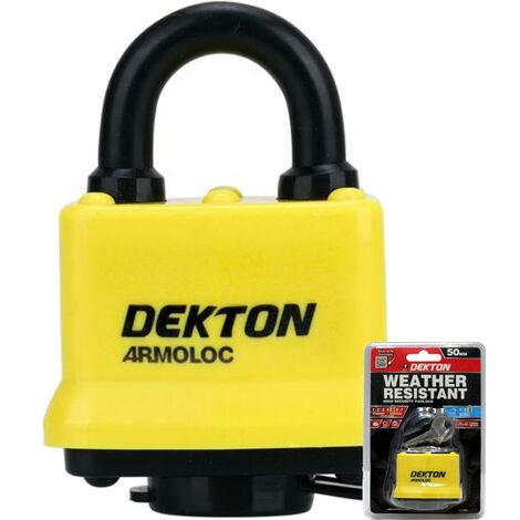 Dekton Weather Resistant 50mm Steel Shackle Outdoor Security Padlock & Keys (1/4)
