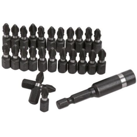 Neilsen 26pc Impact Bit Holder Set Drill Driver Screwdriver 25mm PZ2 ...