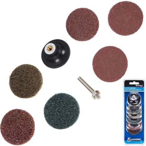 Bluespot 8pc Sanding Pads & Preparation Set Buffing Stripping Discs 2" 50mm 1/4" (1/3)