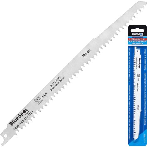 5 x BlueSpot Tools 19000 HCS Reciprocating Saw Blade 240mm x 5 TPI B/S19000 (1/3)