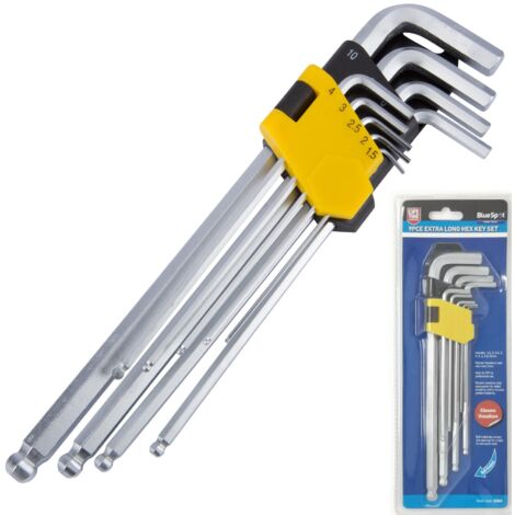 Bluespot 9 Pc Extra Long Metric Ball Point Hex Allen Key Set Alan 1.5 - 10mm (1/3)