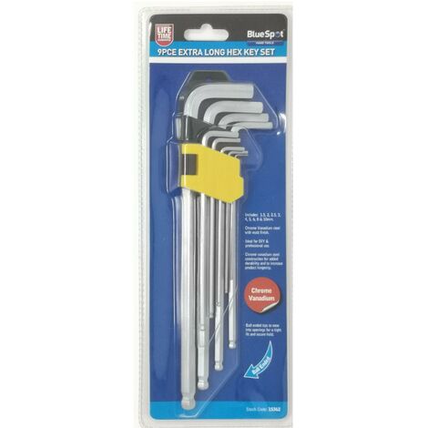 Bluespot Pc Extra Long Metric Ball Point Hex Allen Key Set Alan