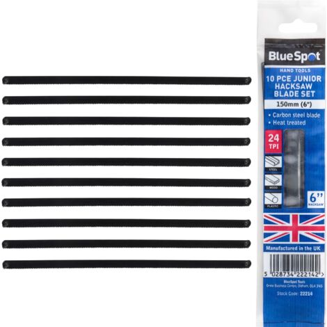 Bluespot 10pc Junior Hacksaw Blade Set 150mm Carbon Steel British Made 6" (1/3)