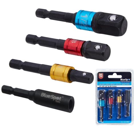 BlueSpot Colour Coded Impact Socket Convertor Reducer Adapter Bit Holder Set (1/3)