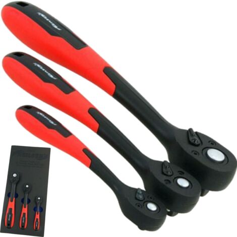 Neilsen 3pc Socket Ratchet Handle Quick Release 72 Teeth 1/4", 3/8", 1/2" Set (1/2)