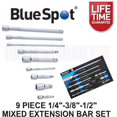 Blue Spot Tools 9 Piece 1/4"-3/8"-1/2" Mixed Extension Bar Set (1/3)