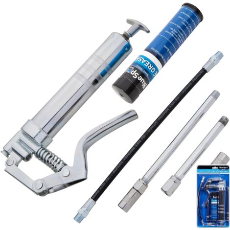 BlueSpot Manual Grease Gun Lever Pistol Grip 120cc Cartridge Type Flexi Hose