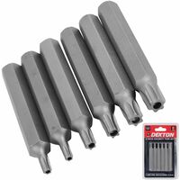 Dekton 6 pc Security Male Torx Set 75mm Tamper Proof T20 T25 T30 T40 T45 T50
