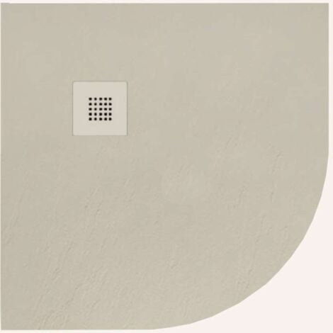 Plato de ducha POALGI - 80x80 cm semicircular - Marfil - Serie Hos's -  Antideslizante C3