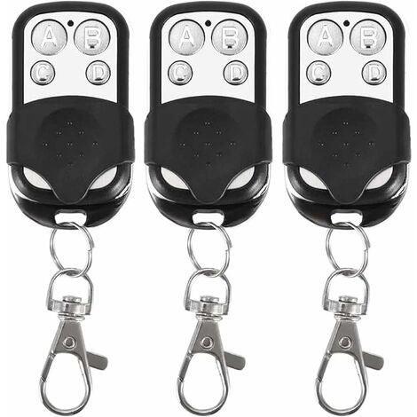 Lot de 3 télécommandes universelles pour Portail Automatique fréquence 433,92 MHz Code Fixe, 4 Boutons pour contrôler jusqu'à 4 Portes