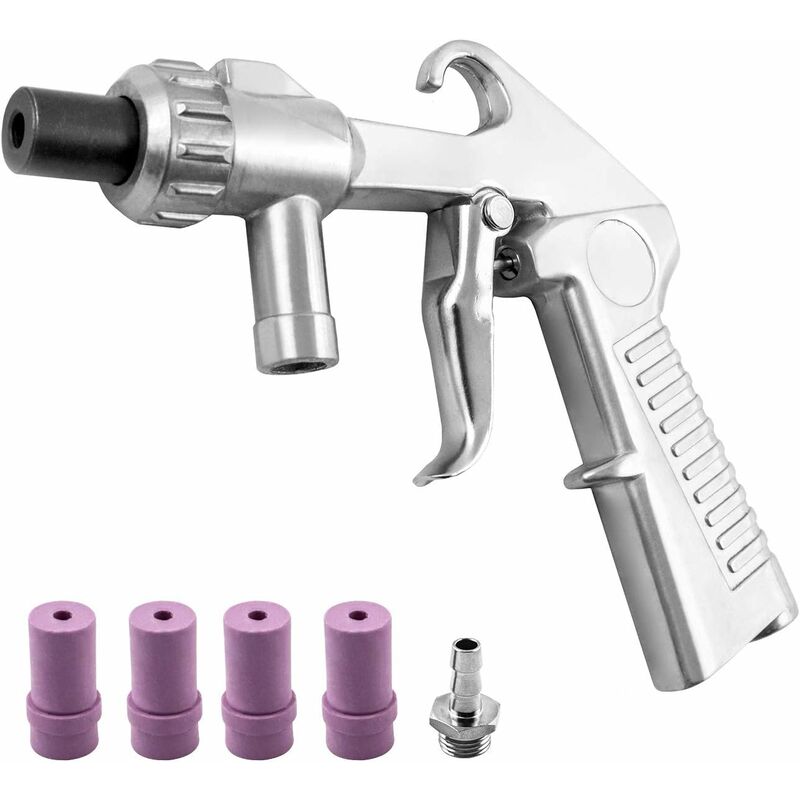 Sableuse pneumatique Pistolet de sablage Pneumatique Sableuse Décapage + 4x  Céramique Buse 4/5/6/7mm