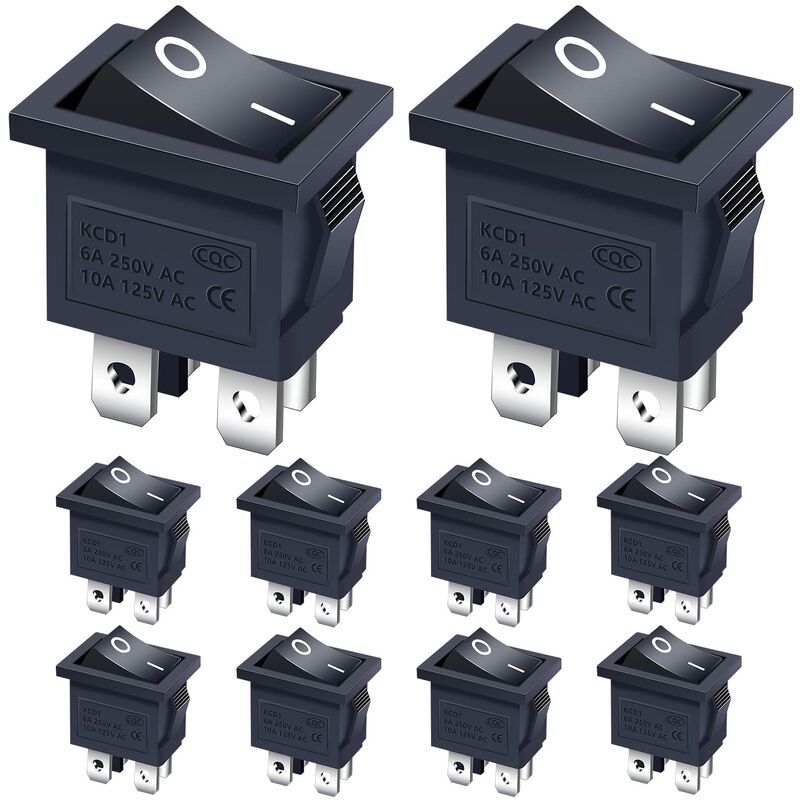 Lot De 11 Interrupteurs à Bascule Ronds SPST 250V/6A - Avec 5 Housses étanches, Pour Bricolage