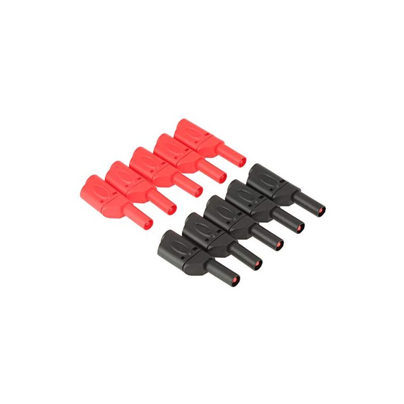 Lot de 10 fiches bananes empilables de 4 mm entièrement isolées - Rouge et noir