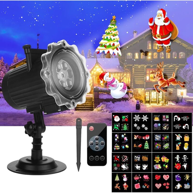 Ulisem Projecteur Noel Exterieur,Snowfall Lampe de Projection,LED Neige  Flocon Lumière Decoration Noel Interieur avec Telecommande Etanche pour Noël  Fête(Blanc 8000K)