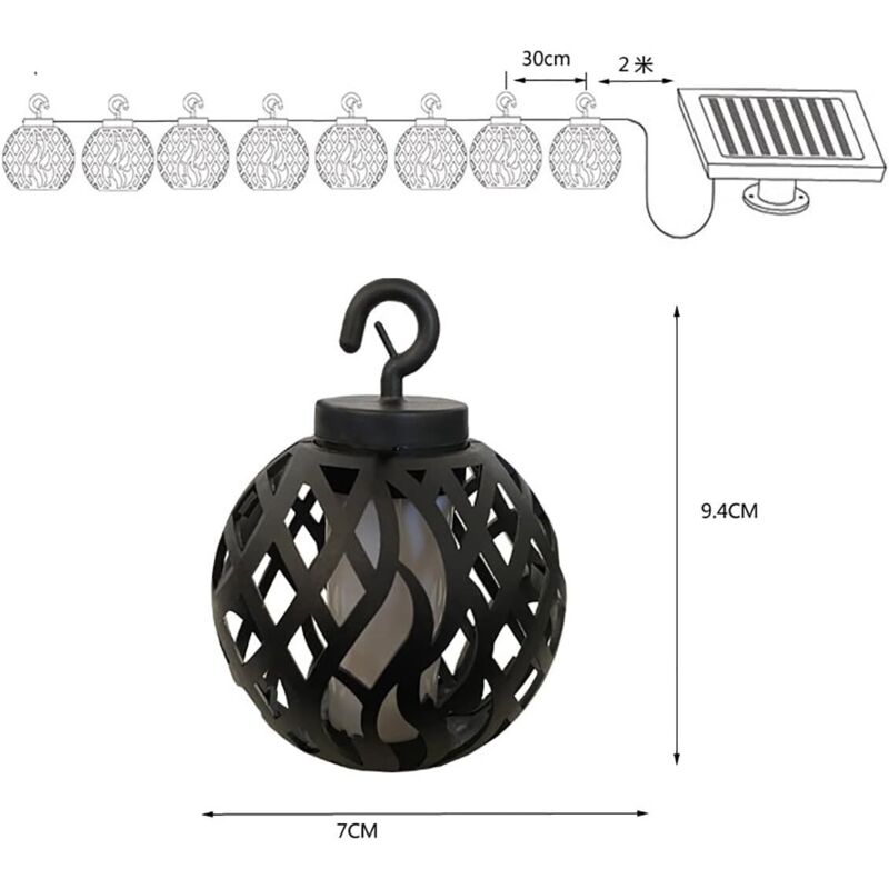 Lot De 8 Lumières Solaires Flamme IP65 - LED Flammes Dansantes Pour Jardin, Terrasse - Décoration Extérieur
