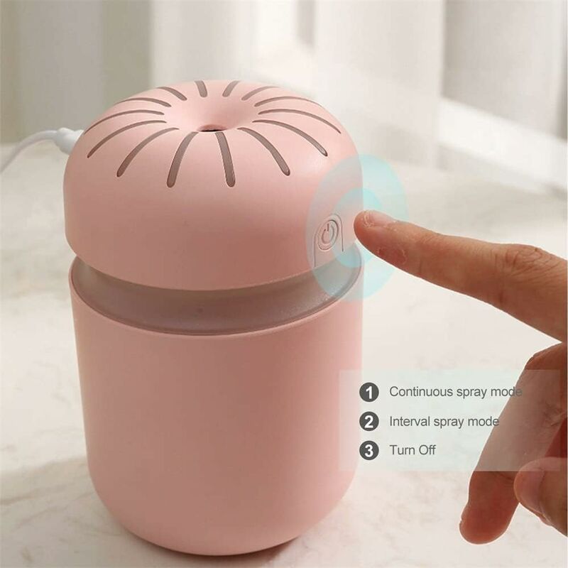 Humidificateur de brume portable 300 ml - Lumière de nuit silencieuse - 2  modes essentiels - Mini humidificateur d'air en forme de champignon - Jaune