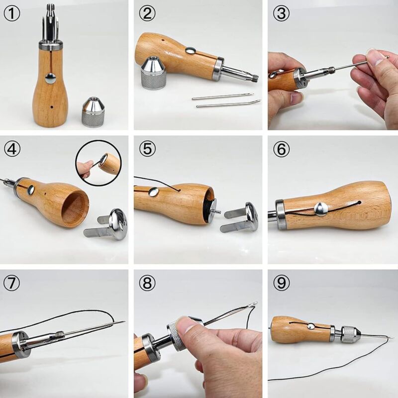 Kit Couture Cuir 39 Pièces - Aiguilles, Fil Ciré, Alênes - Parfait Réparation Sièges, Sacs, Bricolage