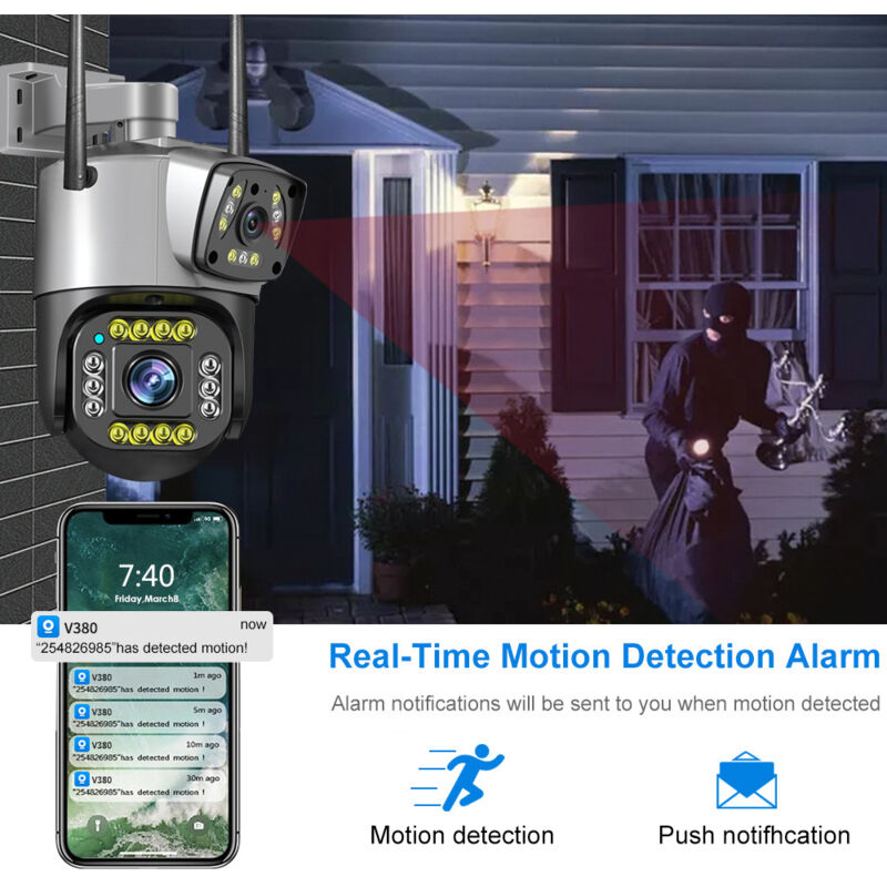 Caméra Surveillance WiFi Extérieure Mini 1080P - Détection Mouvement, Vision Nuit, Alerte Instantanée