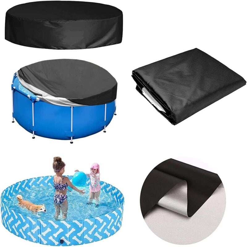 Protection Piscine Bâche Piscine Ronde 420cm 200g/m3 - Noire/Bleue UV Avec Câble Acier Protection Hiver