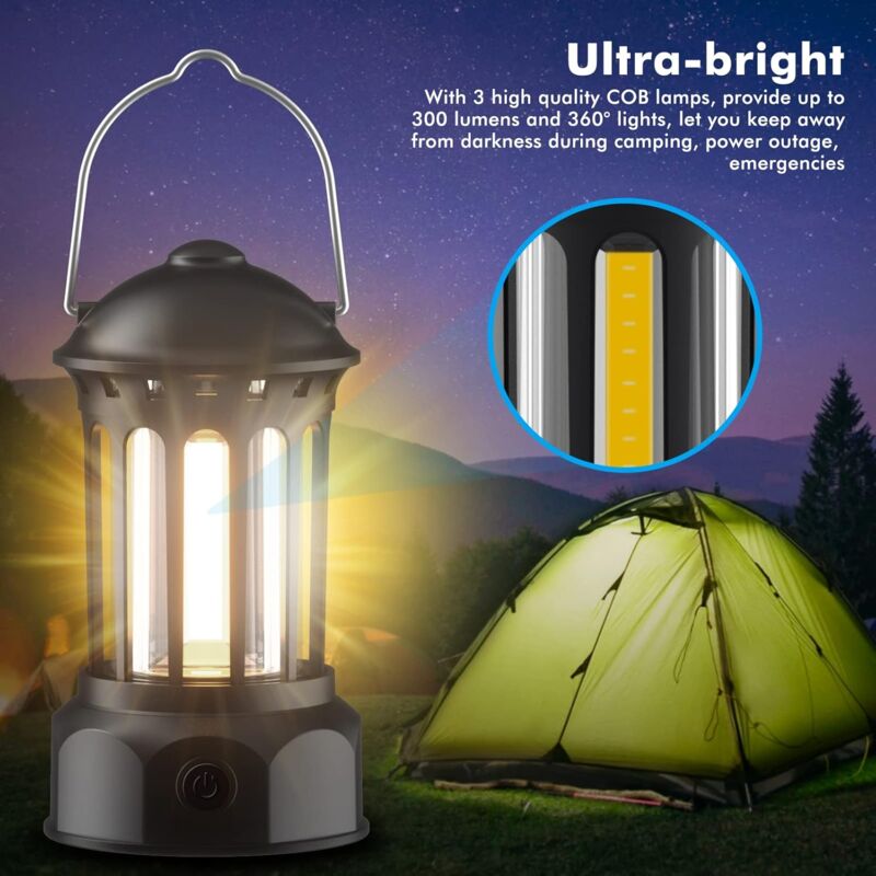 Lot de 4 lanternes de camping portables à LED, étanches, à piles, pour éclairage de secours