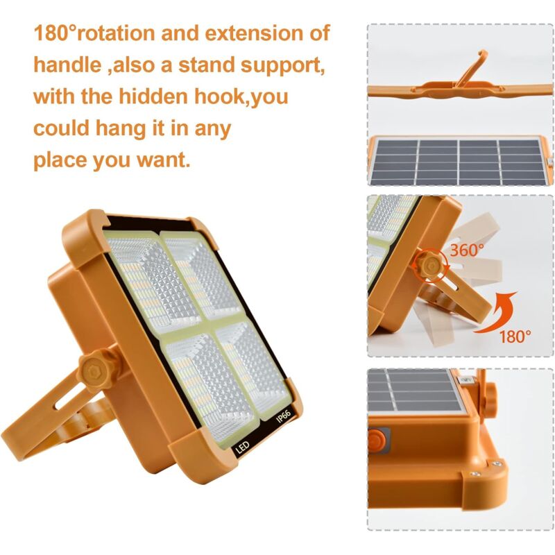 Lampe de camping solaire rechargeable 100W/1000W. - Test et Avis