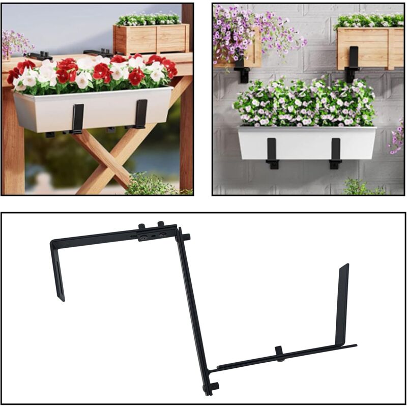 Lot 4 Supports Jardinière Réglables En Fer Robuste – Fixation Murale, Balustrade, Fenêtre, Patio, Balcon