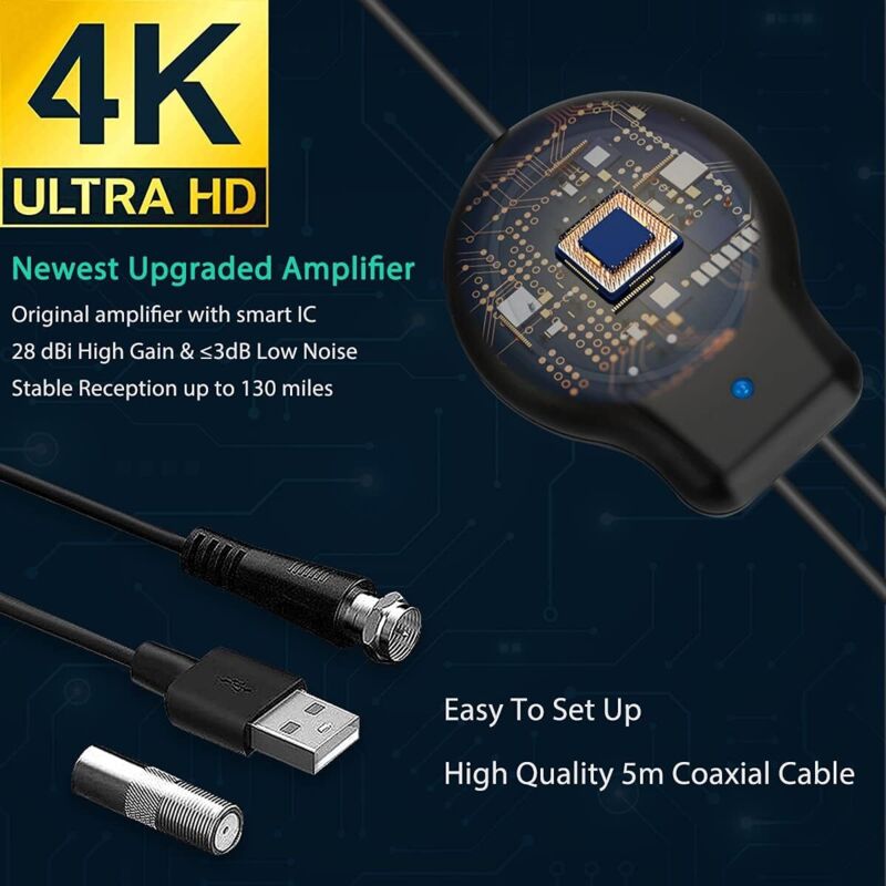 Antenne TV Numérique HD Pour Smart TV Intérieure, Réception