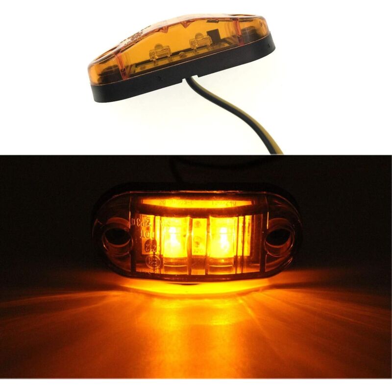 Feux Position Latéraux LED Orange - Lot De 2 - 12V/24V - 110x46mm - Pour Camion, Remorque