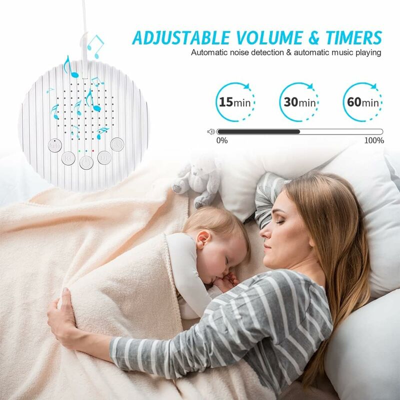 Machine à Bruit Blanc Sommeil, Thérapie Sonore Homecube Avec 29 Sons Sans Boucle, 7 LED