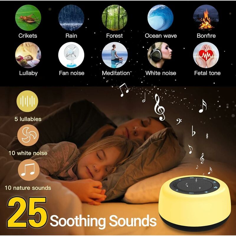Thérapie par le bruit blanc Son Sommeil apaisant Relax Machine 9 Nature  Sons Aide au sommeil pour bébé adulte