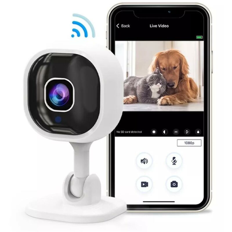 Caméra intérieure sans fil Caméra de surveillance de sécurité pour chiens  domestiques Animaux de compagnie Moniteur de bébé