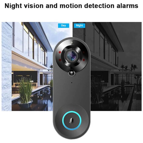 Caméra Appartement Extérieur Sans Fil Sonnette De Porte Intelligente Sans Fil À Distance Vidéo Sonnette Intelligente Visuelle Interphone Maison HD Vision Nocturne WiFi Sécurité Sonnette De Porte, Conv