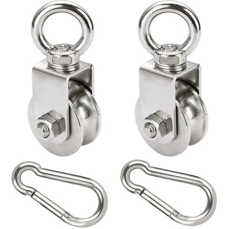 2-Pack 48 Mm Poulie avec roulement à billes, 500 Kg Poulie de support Câble en acier, poulie en acier inoxydable pour câbles Câble cadre Fitness (1/5)