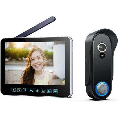 1080P Vidéo Interphone Visiophone Portier sans Fil,Écran 7 Pouces