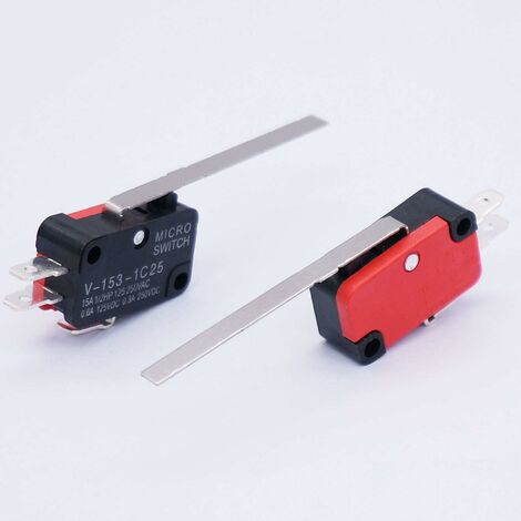 10 pièces Micro interrupteur longue charnière droite bras de levier SPDT interrupteur de fin de course à action instantanée pour Arduino V-153-1C25