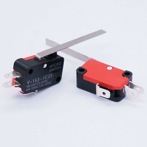 10 pièces Micro interrupteur longue charnière droite bras de levier SPDT interrupteur de fin de course à action instantanée pour Arduino V-153-1C25