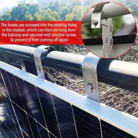 Support Panneau Solaire Balcon Acier Inoxydable 304 - 2 Ou 4 Pièces, Fixation Robuste Pour Balustrade, Installation Facile