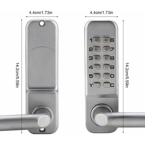 Serrure à code mécanique étanche, combinaison de code à 1 à 11 chiffres Mot de passe de sécurité Serrure codée Serrure de porte à combinaison mécanique sans clé pour porte de bureau en bois,Argent