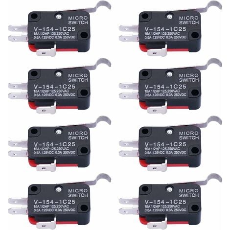 10 pièces Micro interrupteur à longue charnière bras de levier de flexion SPDT interrupteur de fin de course à action instantanée pour Arduino V-154-1C25