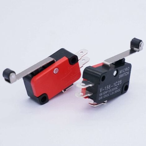 10 pièces Micro interrupteur à rouleau bras de levier SPDT NO/NC interrupteur de fin de course momentané pour routeur CNC V-156-1C25