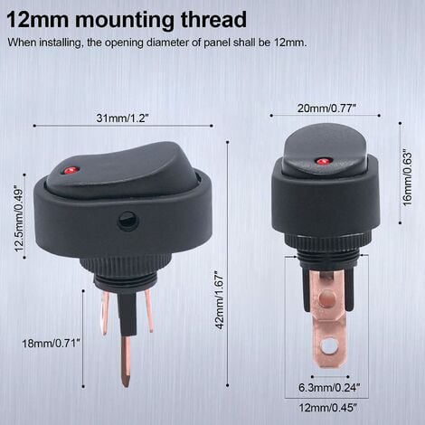 5 pièces 12V 30A SPST 3 broches ON/OFF rond point LED lumière bouton ...