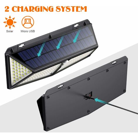 Lampe Solaire Extérieure 288 LED Avec Détection Mouvement – Projecteur Solaire 270° IP65 Étanche, 3 Modes, Éclairage Puissant Jardin & Terrasse
